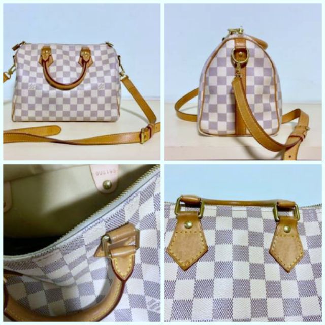 Used Louis Vuitton Speedy Bandouliere 25 Damier Azur Wht/Pvc/White/N41000  Bag