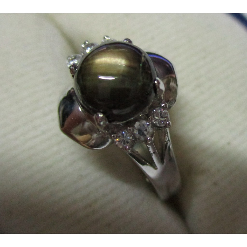 แหวนไพลิน-black-starสีทองแท้3กระรัตล้อมเพชรสวีสขาชัดสะอาดตัวเรือนเงินเคลือบทองคำขาว-ไซย์แหวน54ปรับขนาดได้