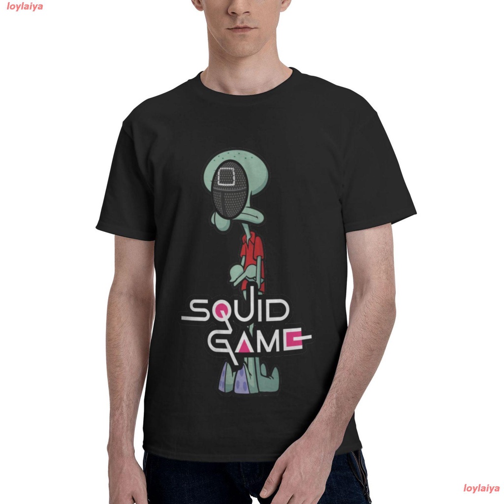 loylaiya-สควิดเกม-เล่นลุ้นตาย-ละครเกาหลี-เกาหลีใต้-squidward-game-t-shirt-tshirts-cotton-mens-basic-short-sleeve-t-shir