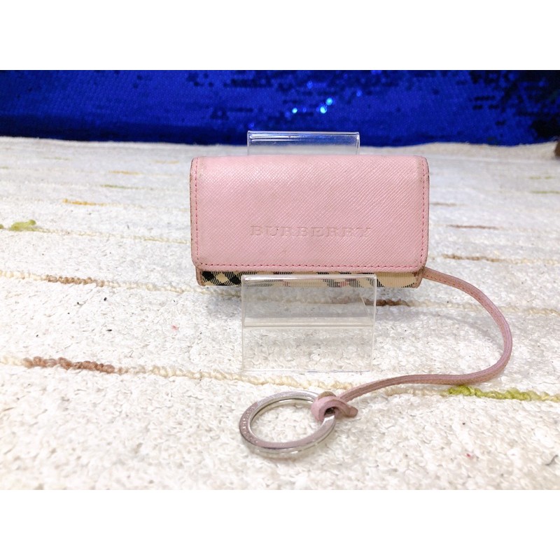 burberry-blue-label-pink-key-case-keychain-แท้