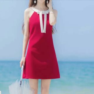 Dress รุ่นโบว์ที่คอ พร้อมส่ง 3 สี