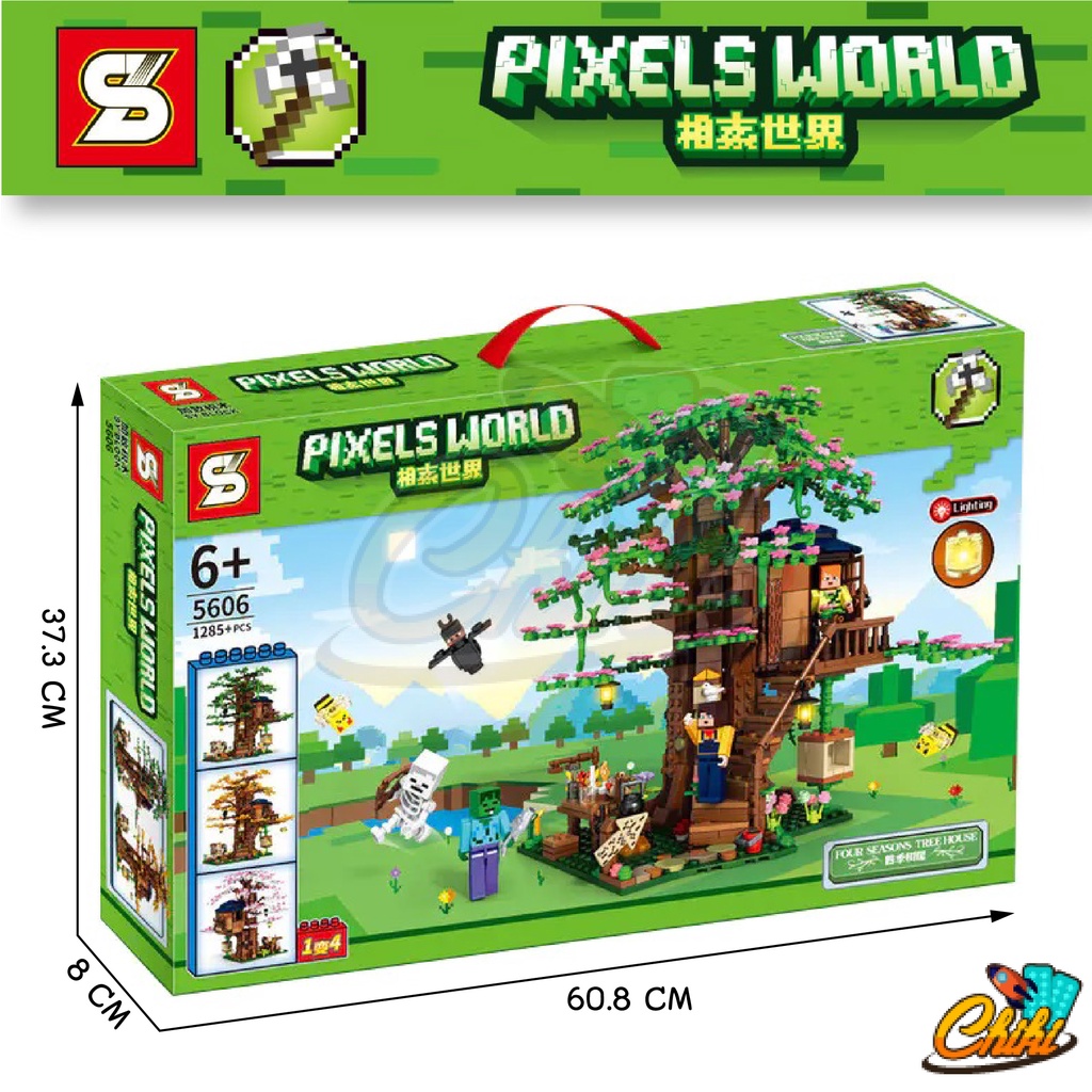 ชุดตัวต่อ-pixels-world-บ้านต้นไม้มายคาฟ-4-in-1-sy5606-จำนวน-1-285-ชิ้น