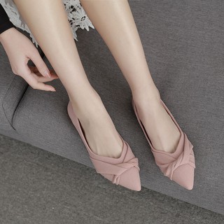 สินค้า รองเท้าส้นแบนตื้นผู้หญิงรองเท้าใหม่นักเรียนหญิงสไตล์เกาหลีรองเท้าหัวแหลมผู้หญิง