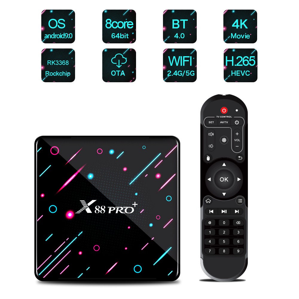 กล่องแอนดรอยด์ TV BOX X88 PRO PLUS ระบบ Android 9 WiFi RJ45 2.4G/5G ...