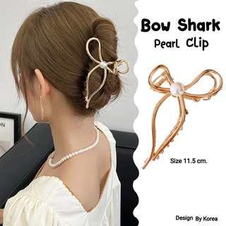 Bow shark pearl clip กิ๊บโลหะสีทอง ดีไซน์สวยประดับมุก กิ๊บติดผม กิ๊บหนีบผม กิ๊บเกาหลี กิ๊บผม