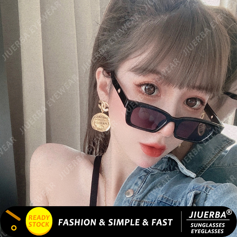 รูปภาพสินค้าแรกของJIUERBA แว่นตากันแดด ป้องกัน UV400 สไตล์วินเทจ แฟชั่นเกาหลี สำหรับผู้หญิง
