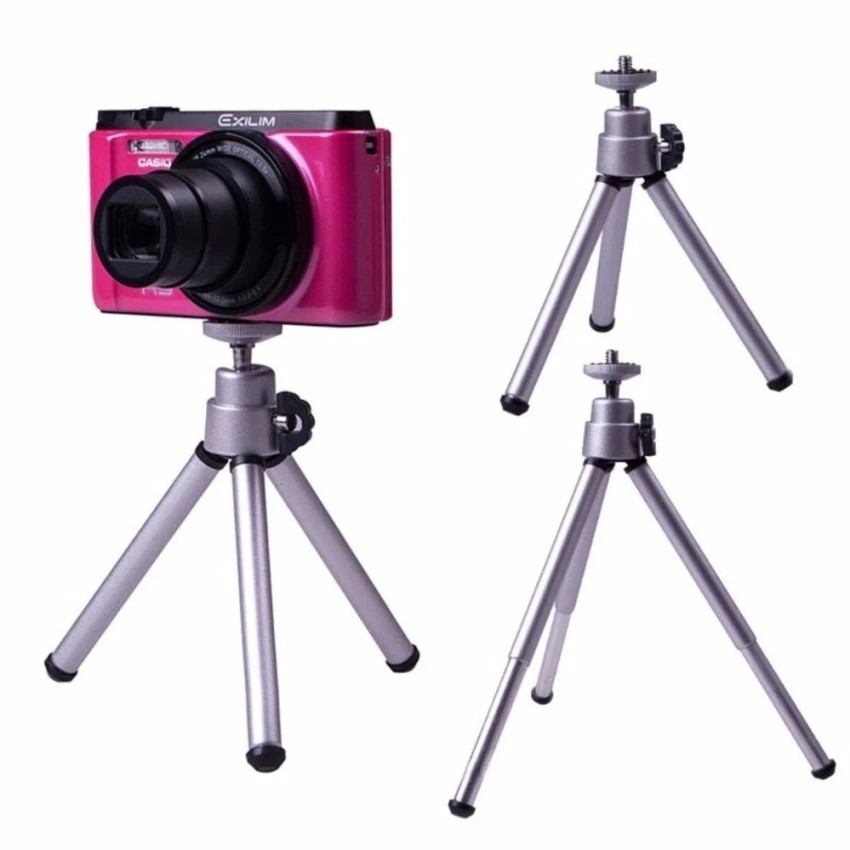 ขาตั้งกล้อง-3-ขา-สำหรับมือถือ-และกล้องดิจิตอลขนาดเล็ก-พร้อมตัวยึดโทรศัพท์กันร่วงแบบแหวน-mini-tripod-silver-สีเงิน
