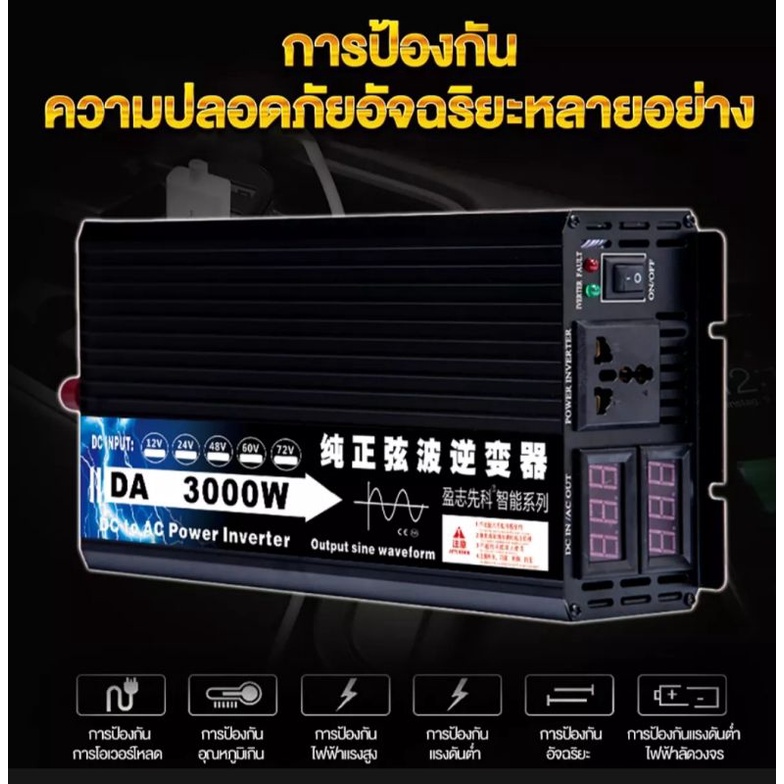 อินเวอร์เตอร์3000w-3500w-รุ่น12v-24v-to-220v-อินเวอร์เตอร์เพียวซายเวฟ-ตัวแปลงไฟ-เครื่องแปลงไฟรถpure-sine-wave-inverter