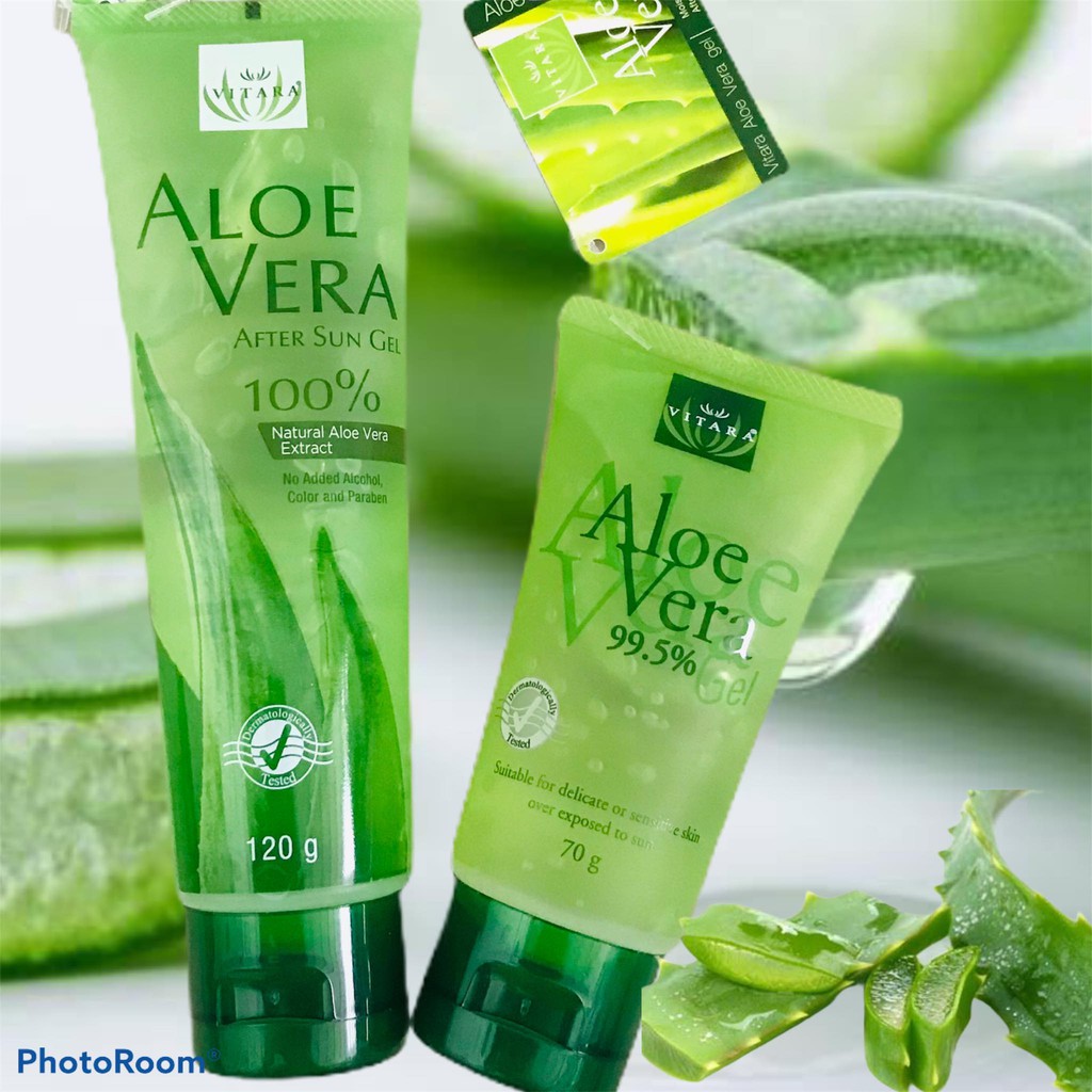 VITARA ALOE VERA AFTER SUN GEL 100% EXTRACT ไวทาร่า อโล เวร่า อาฟเตอร์ ซัน  เจล ว่านหางจรเข้ เข้มข้น ให้ผิวชุ่มชื่น | Shopee Thailand