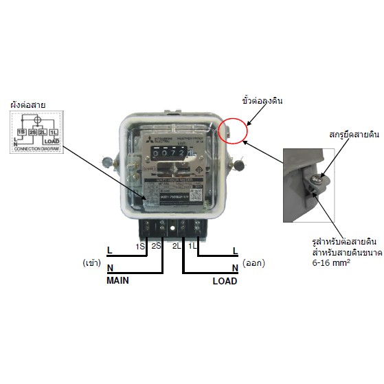 mitsubishi-มิเตอร์ไฟฟ้า-5-15-a-mf-33e-1p2w