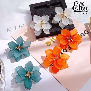 Ellastore123 ต่างหูอะคริลิค ลายดอกไม้ สไตล์วินเทจ 1 คู่