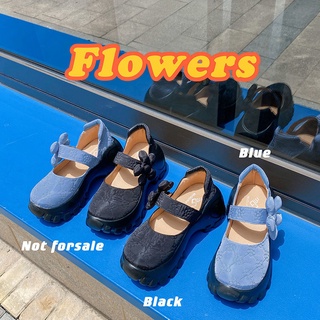 แมรี่เจนรองเท้าผู้หญิงฤดูใบไม้ร่วงใหม่เพิ่มขึ้นหนาด้านล่าง ins ส้นหนาย้อนยุครองเท้าหนังขนาดเล็กน่ารักดอกไม้หวานเย็นรองเท
