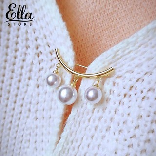 ELLA ® Faux Pearl Dangle Beads Collar Lapel Brooch Pin Clothes Jewelry