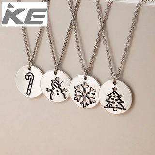 Festive Christmas Snowflake Necklace Set of Four Geometric Round Snowman Necklace Set for gir