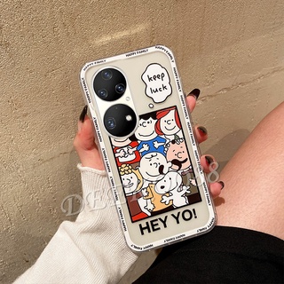Ready Stock New เคส Huawei P50 Pro Nova 9 Pro 8i Phone Case Ins Cartoon Casing Cute Dogs Family Transparent White Frame Cover เคสโทรศัพท์ Nova9 9Pro Nova8i Shockproof Couple Cases