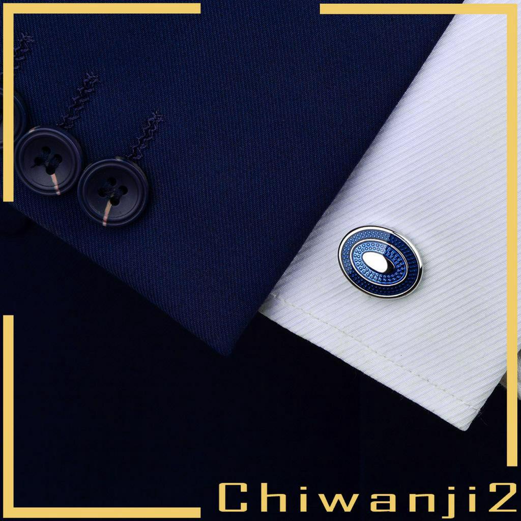 chiwanji2-กระดุมข้อมือรูปไข่สีฟ้าสไตล์นักธุรกิจ