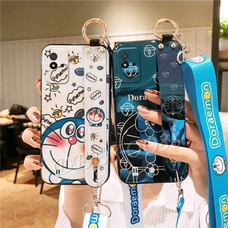 มีของพร้อมส่ง เคสโทรศัพท์ Realme Narzo 50i / Realme Narzo 50A / Realme GT neo2 5G Casing Lovely Cute Doraemon Design Cartoon Phone Case With Wristband and Lanyard Strap Rope White Back Cover เคส Realme Narzo50i ลายการ์ตูน