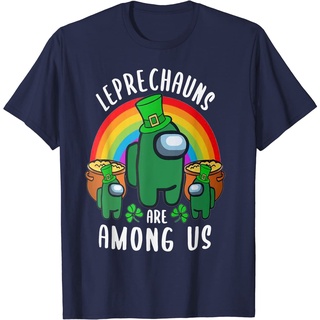 เสื้อยืดผ้าฝ้าย พิมพ์ลาย Happy st.patrick leprechauns are a.mong us สําหรับผู้ชาย