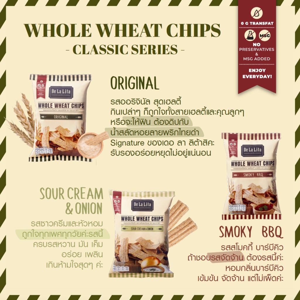 ขนมอบกรอบ-โฮลวีต-ขนมคลีน-แคลต่ำ-โปรตีน-4-กรัม-de-la-lita-whole-wheat-chips-ซองเล็ก-30-กรัม-x-12-ซอง