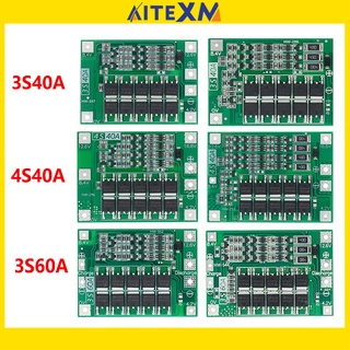 บอร์ดป้องกันที่ชาร์จแบตเตอรี่ลิเธียม 3S 4S 40A 60A Li-ion 18650 BMS สําหรับสว่านมอเตอร์ 11.1V 12.6V 14.8V 16.8V Enhance