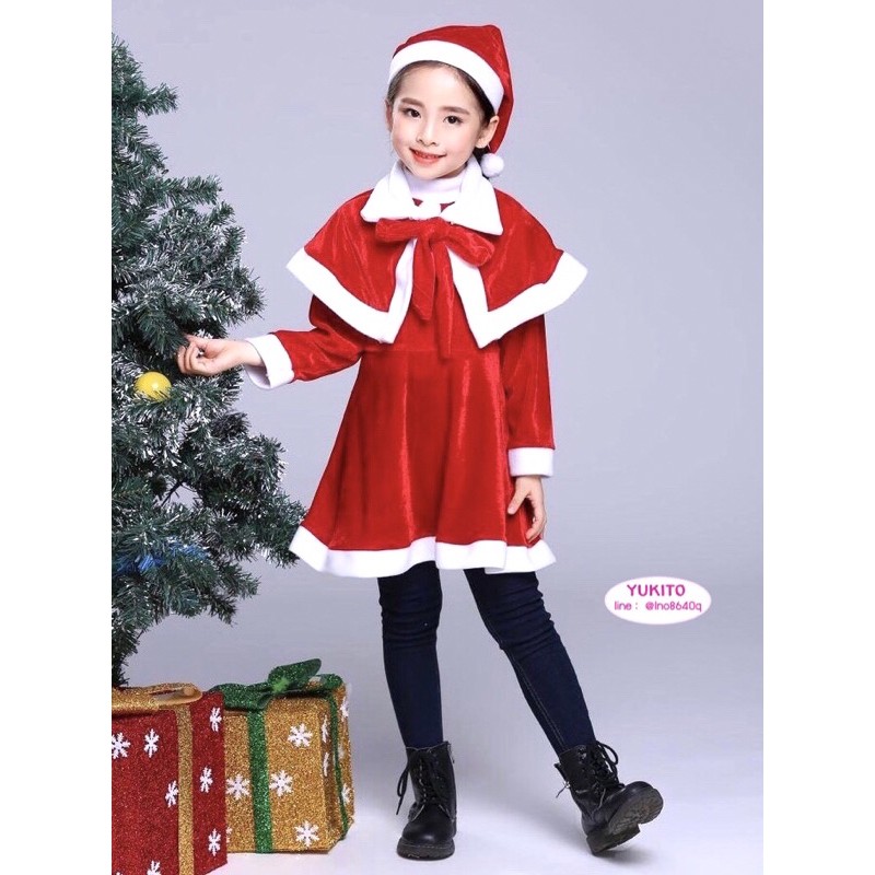 ชุดซานตี้เด็กหญิงผ้ากำมะหยี่อย่างดีมี-4-ขนาด