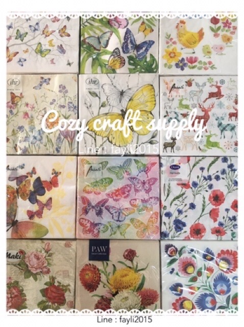 cozy-craft-กระดาษแนปกิ้น-napkin-เดคูพาจ-decoupage-งานยุโรป-คุณภาพดี-100-แผ่น-คละลาย