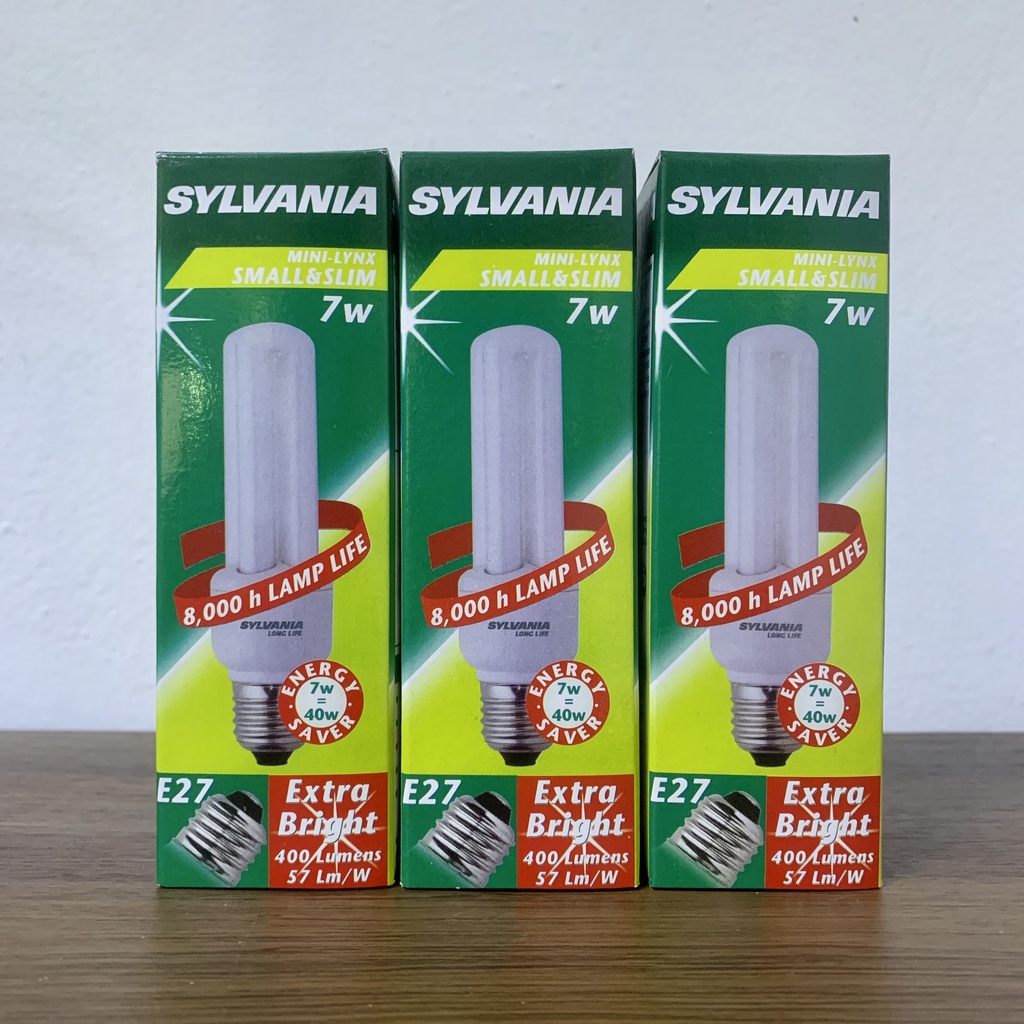 แพ็ก-3-ดวง-sylvania-หลอดตะเกียบ-หลอดประหยัดไฟ-7w-ขั้วe27-mini-lynx-small-amp-slim-2u-865-แสงขาว