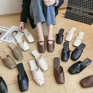 🔥Hot sale~ รองเท้าแตะครึ่งตัวที่มีชื่อเสียงของผู้หญิงสวมใส่ในฤดูใบไม้ผลิและฤดูร้อนปี 2021 รองเท้าส้นแบนรุ่นใหม่สไตล์เกา