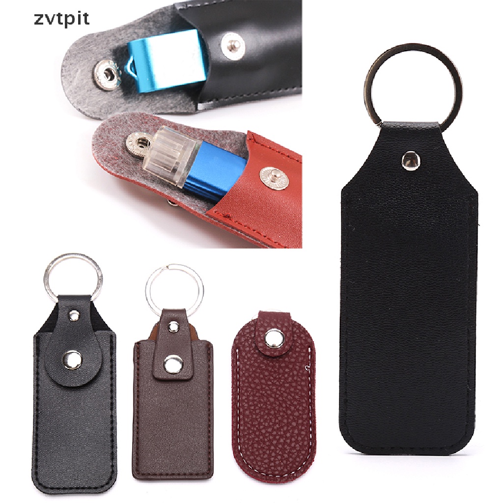 ภาพหน้าปกสินค้าUSB Case Protective Bag Portable Pocket Leather Key Ring for Usb Flash Drive DSF
