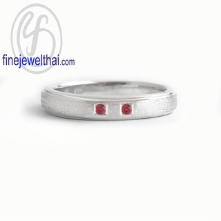 Finejewelthai-แหวนทับทิม-ทับทิม-แหวนพลอย-แหวนเงินแท้-พลอยประจำเดือนเกิด-Ruby-Silver-Ring-Birthstone-R3064rbm