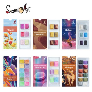 ภาพหน้าปกสินค้าSeamiArt New ชุดสีน้ำเมทัลลิก แบบพกพา 6 / 12 สี สําหรับตกแต่งเล็บ ที่เกี่ยวข้อง