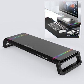 Laptop Holder Notebook Monitor Stand Adjustable Bracket Foldable Anti Slip Multifunctional Holder with RGB Light 4 USB 3