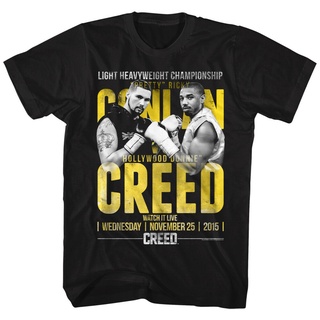 คอลูกเรือเสื้อยืดคอกลมเสื้อยืด พิมพ์ลายโปสเตอร์ Creed สีดํา สไตล์ฮิปฮอป สําหรับผู้ชายผ้าฝ้ายแท้