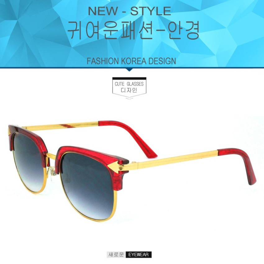 sun-glasses-แว่นกันแดด-แฟชั่น-รุ่น-3054-สีแดงตัดทองเลนส์ดำไล่สี