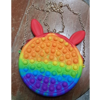กระเปําป้อบอิท ใหญ่ กระเป๋าใหม่ Rainbow Color หนู Pioneer Animal Style Unzip Bubble Toy Bag