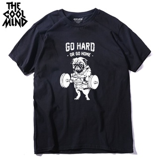 Coolmind Pu0114A Mens T Shirts Short Sleeve Men Pug Tshirt Mens Tee Shirts Tops Men T-Shirtสามารถปรับแต่งได้