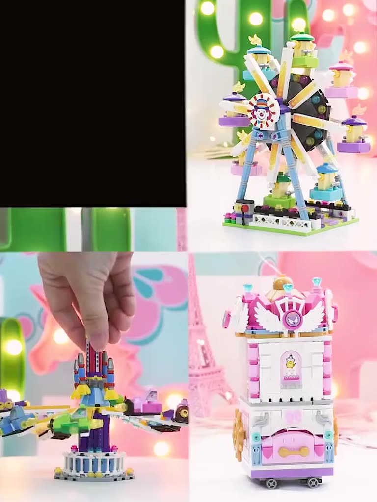ของเล่นเด็ก-ของเล่นเด็กผู้หญิง-ตู้คีบตุ๊กตา-ของเล่นเสริมพัฒนาการ-1-ขวบ-loz-อนุภาคขนาดเล็กและ-rongle-gao-building-block-girls-amusement-park-park-wheel-machine-machine-machine-machine-machine-machine-b