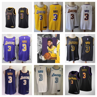 Los Angeles Lakers #3 Anthony Davis Short Sleeve Basketball Jersey Mens Sweatshirt เสื้อบาส เสื้อกีฬาแขนกุดผู้ชาย