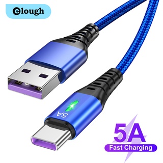 Elough สายเคเบิลชาร์จเร็ว 5A 3.0 USB-C สําหรับโทรศัพท์มือถือ Type C