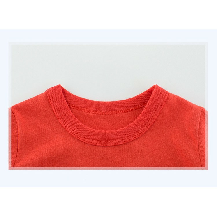 เสื้อยืดผ้าฝ้ายแขนยาวลายทางสีแดงสำหรับเด็ก