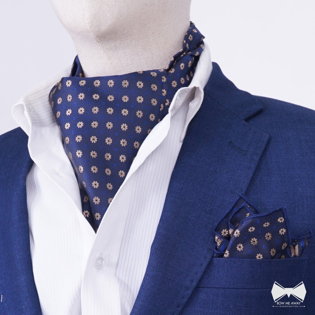 เซ็ทคราวาทกรมท่าลายดอก-ผ้าเช็ดหน้าสูท-cravat-pocket-square