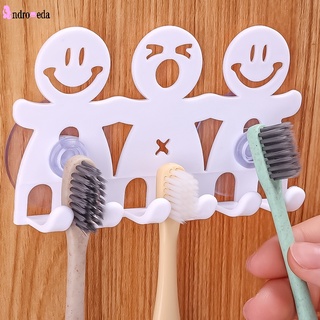 ที่แขวนแปรงสีฟัน แบบพลาสติกหนา 5 ตําแหน่ง รูปหน้ายิ้ม อุปกรณ์เสริม สําหรับห้องน้ํา 1 ชิ้น