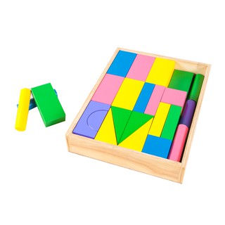 0702ของเล่น, ของเล่นเสริมพัฒนาการ, ของเล่นเด็ก, ของเล่นไม้,สื่อการสอนเด็กอนุบาล กระบะบล็อกทำสี 45 ชิ้น