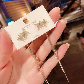 925 silver needle Korean version design sense starburst long tassel earrings 2022 summer face thin earrings for girls fo