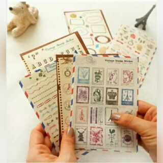 ST011 Vintage stamp stickers 6 sheets