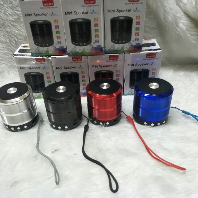 ลำโพงบูลธูทportable-wireless-speaker-mini-สี-สีน้ำเงิน-สีเงิน-สีแดง-ดำ-สนับสนุน-usb-fm-tf-aux