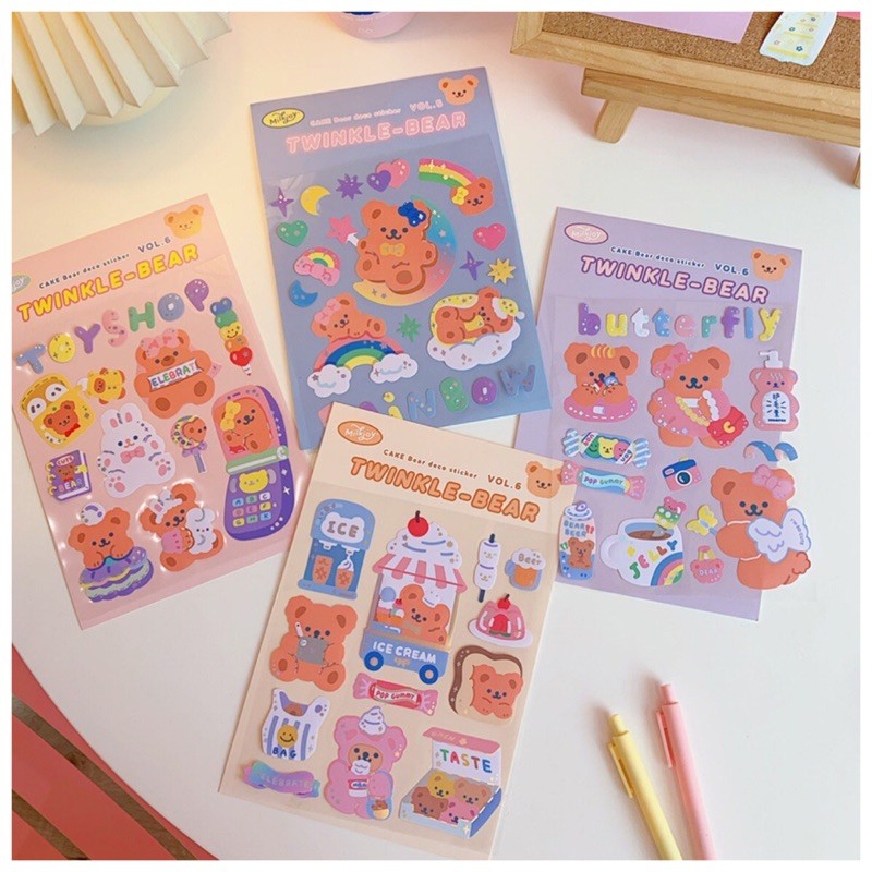 สติกเกอร์-diy-twinkle-bear-สติกเกอร์ตกแต่ง-สติกเกอร์ติดมือถือ-สติกเกอร์ติดโน้ตบุ๊ค-สติกเกอร์ติดไดอารี่