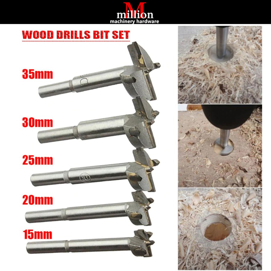5pcs 15-35 มม. (15,20,25,30,35) Forstner ไม้ Auger เจาะ Bits ชุดงานไม้ ...