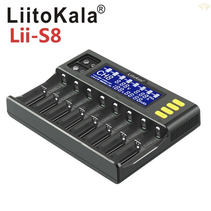 เครื่องชาร์จถ่านliitokala-lii-s8-ของแท้-ชาร์จถ่านได้หลายขนาด-มีadapterปลั๊กแล้วหัวชาร์จในรถ