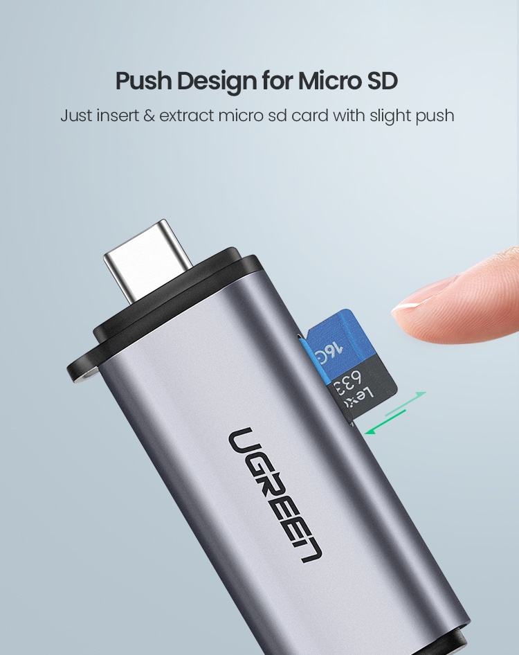 คำอธิบายเพิ่มเติมเกี่ยวกับ Ugreen อะแดปเตอร์การ์ดรีดเดอร์ USB 3.0 512G Type C SD Micro SD TF OTG สําหรับ iPad Air 5 4 iPad Mini 6 Card Reader